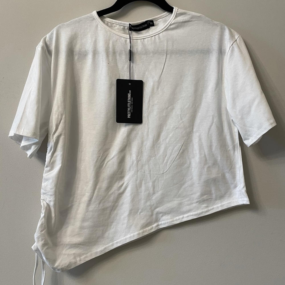 Cute crop side tie white tee